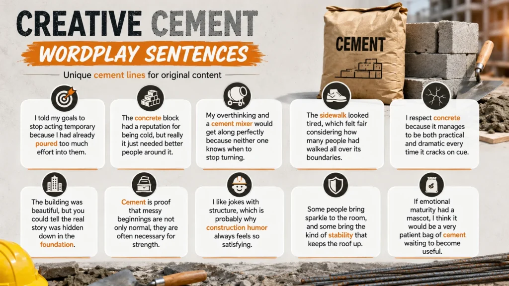 Creative Cement Wordplay Sentences